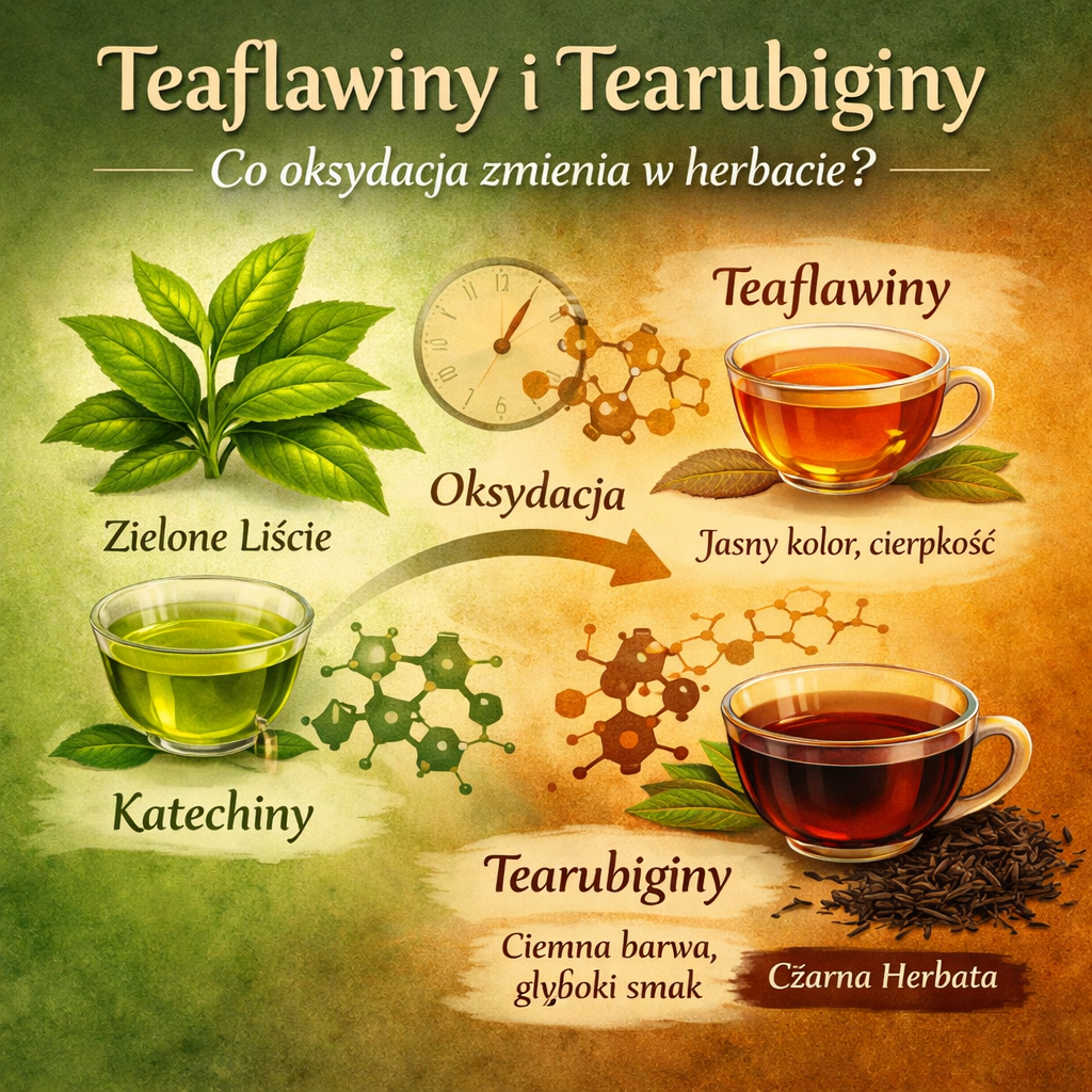teaflawiny i tearubiginy wystepują w herbacie po jej oksydacji